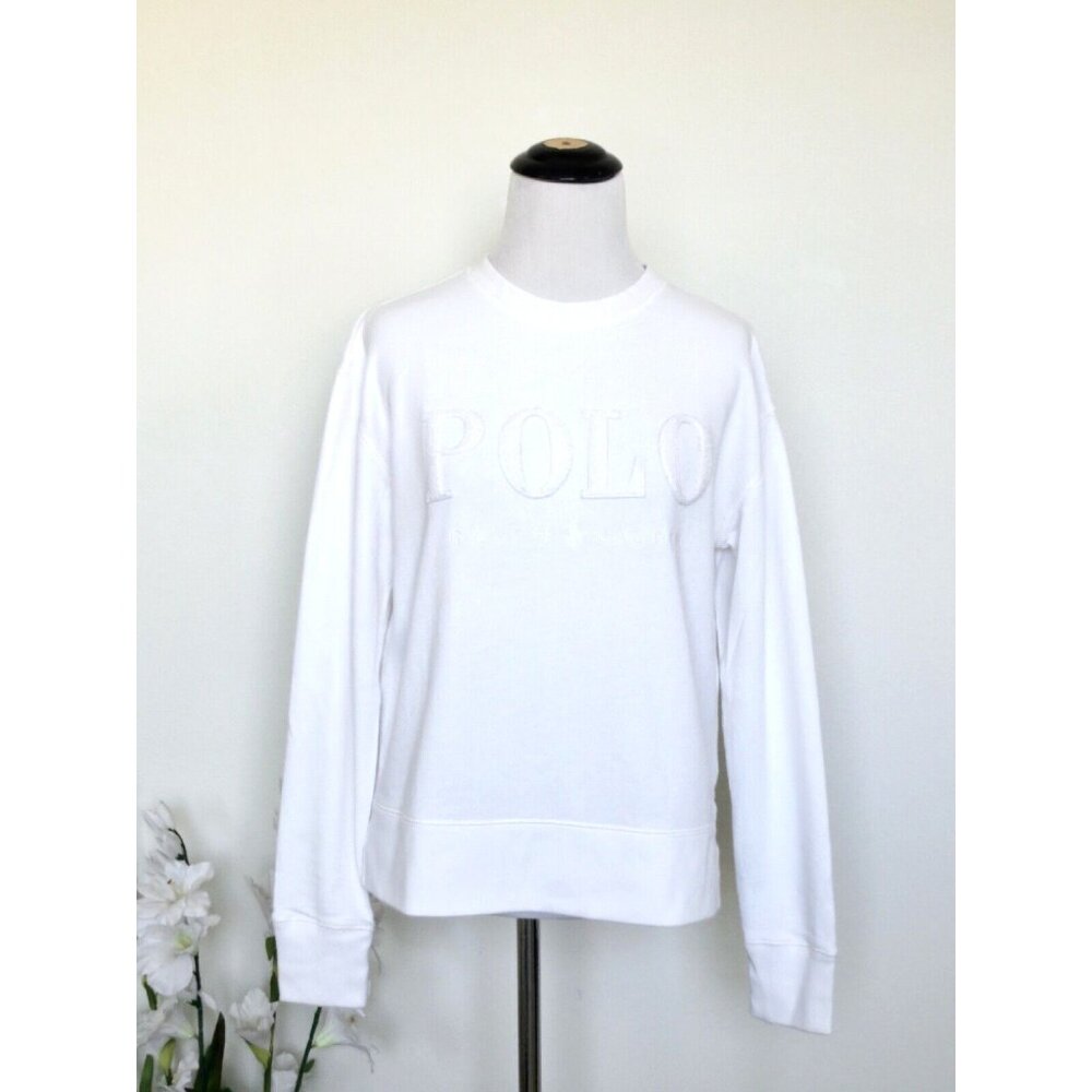 Polo Ralph Lauren Sweatshirt Spellout Logo White SZ XS